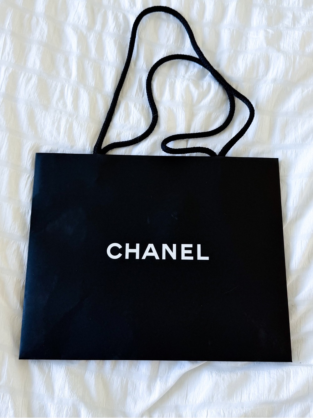 CHANEL Black and White Logo Gift Bag